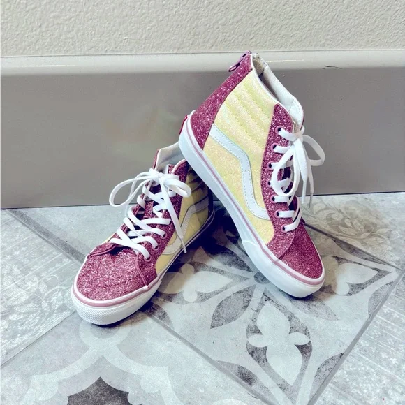 Vans Shoes Vans Sk8hi Zip Glitter Girls Shoes Size Poshmark